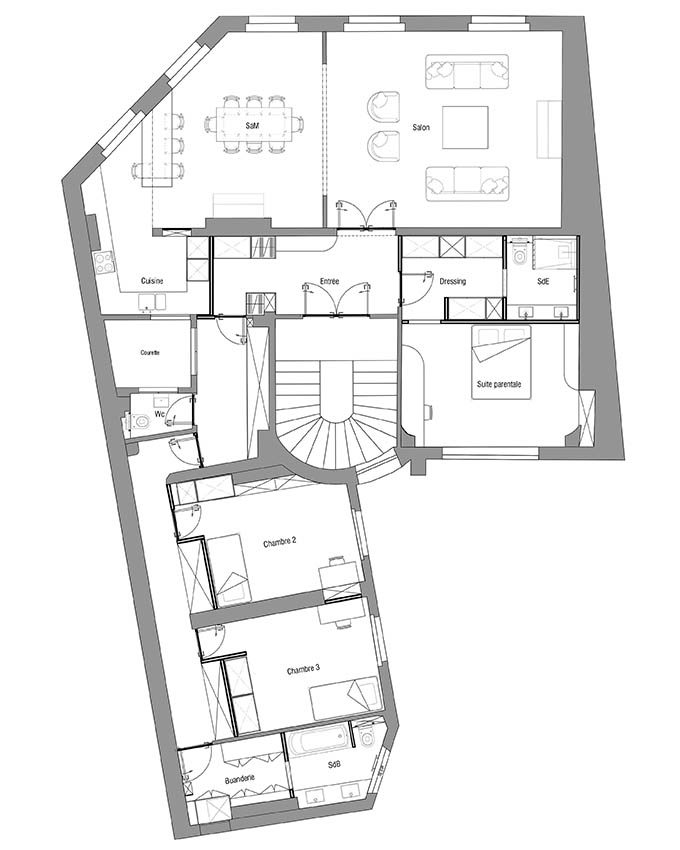 Stanislas Eurieult Architectures : Rénovation d'un appartement familial